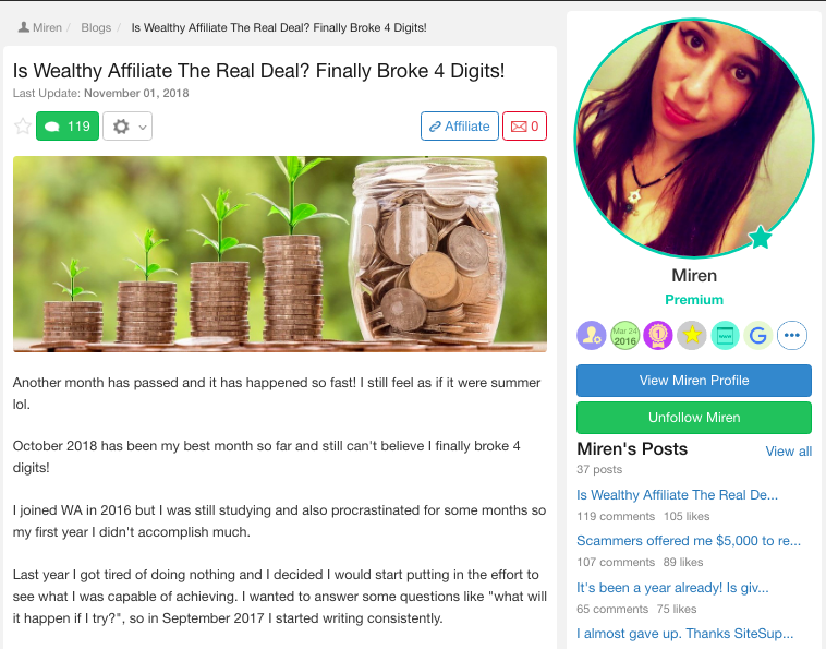 how much money can you earn using affiliate marketing wealthy affiliate success story 3