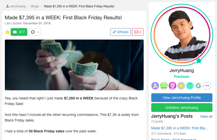 wealthy affiliate discount wa success story jerry