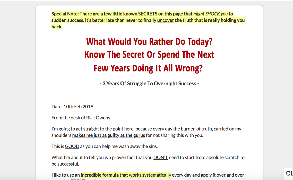 the secret partner review sales page