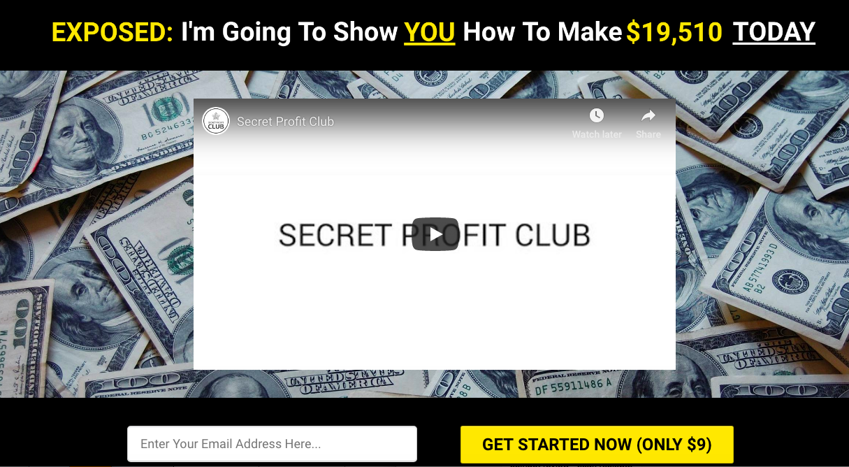 secret profit club review sales page
